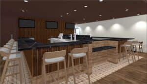 Rendering of new bar with marble countertop at Alondra Park Golf Course clubhouse